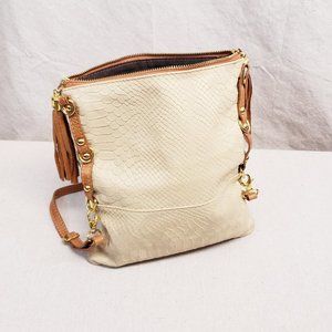 Italian Leather Crossbody Clutch Snakeskin Tassels